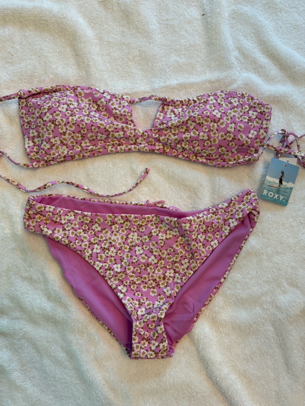 Roxy Pink Lavender Floral Two-Piece Bikini Set